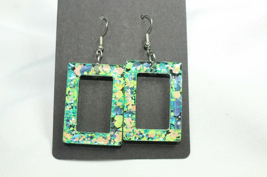 Green/Yellow Glitter Earrings